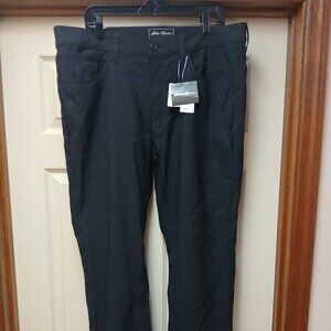 Eddie Bauer Mens 38x32 Black Travex Pants Stretch Water Repellent UPF 50+ NWT